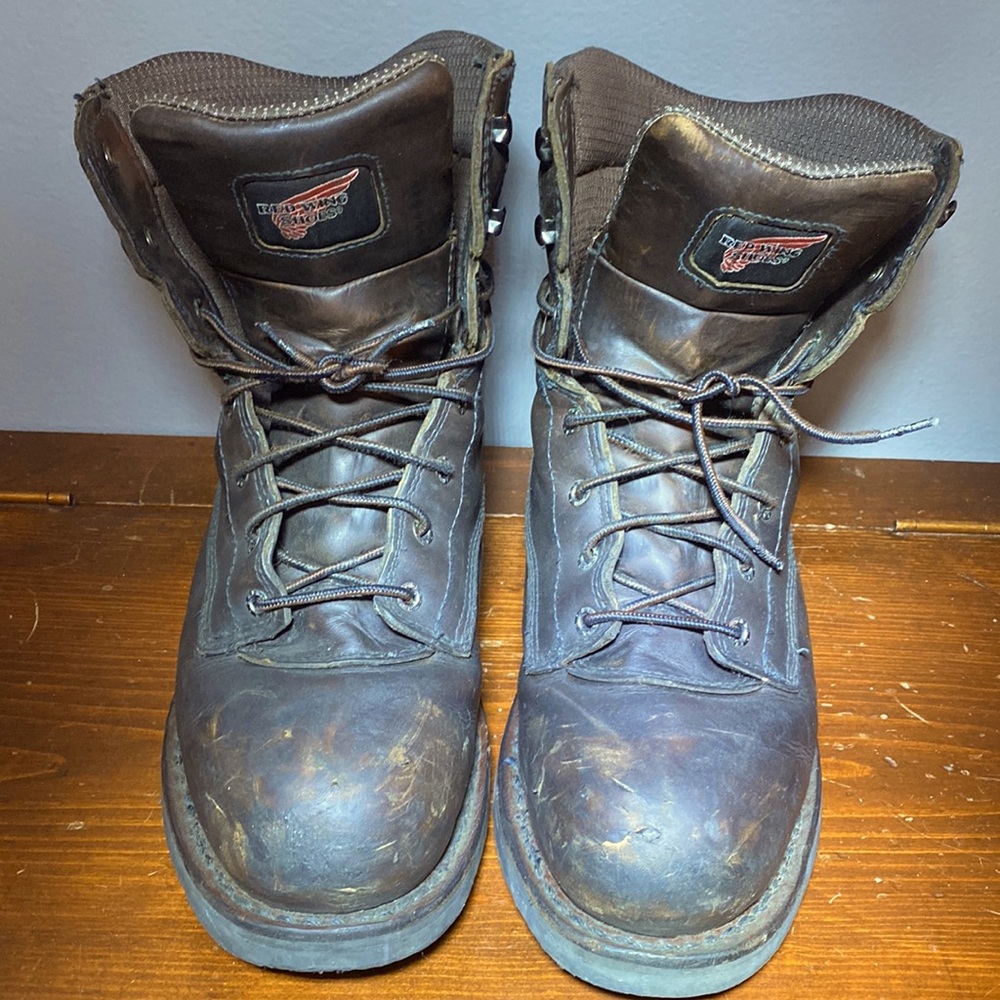 RED WING 4474 8" Aluminum Toe, Brown Leather, Work Boots, size 8.5